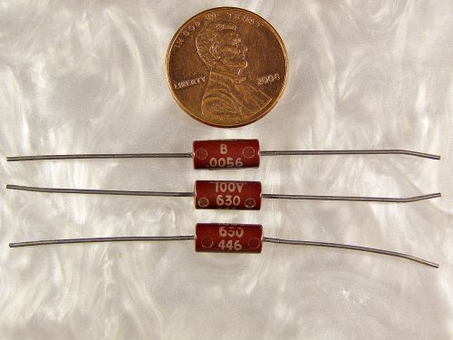 5 Good-All 630 Series .0056uf 100V Molded Tubular Capacitors NOS