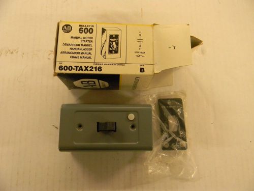 NOS AB ALLEN BRADLEY 600-TAX216 MANUAL MOTOR STARTER 1HP 230VAC 1PH W/ENCLOSURE