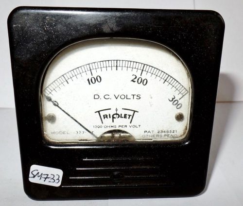 Vintage Triplett 3&#034; Square Panel Meter DC Voltmeter D.C. 0-300 VDC