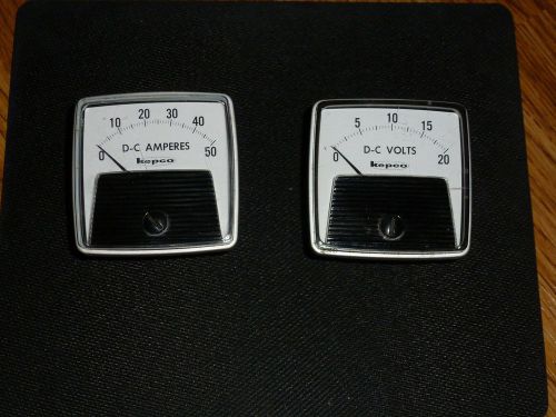 KEPCO   DC  PANEL AMMETER 0-50 AMPS &amp; DC VOLT METER 0-20 VOLTS  GENERAL ELECTRIC