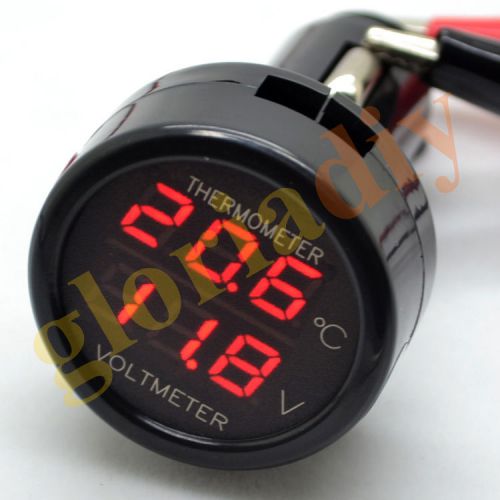 12v/24vdual display dual function car voltage+thermometer display 2 in 1 red+red for sale