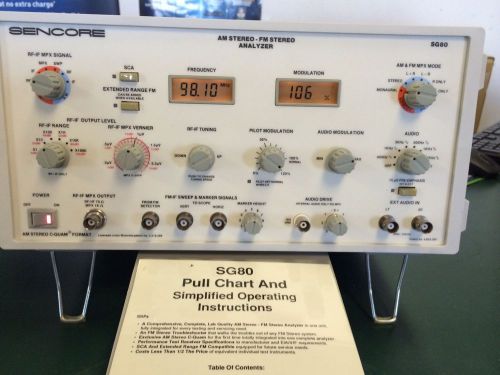 SENCORE SG80 AM-FM STEREO ANALYZER w/Probes &amp; Pull out Manual