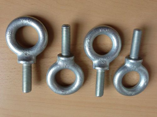 Quantity 4-NEW P-3 1/2&#034; x 13 TPI Zinc Steel Shoulder Eye Bolt MADE IN USA