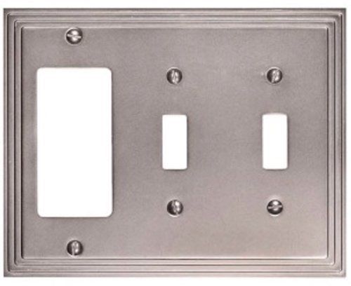 NEW Amertac 84TTRN 2 Toggle/1 Rocker-GFCI Steps Wallplate  Nickel