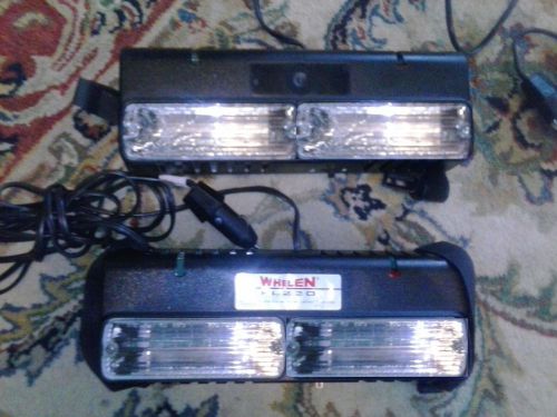 Lot of 2 Whelen Flatlighter FL220 strobe visor light, + plug and visor strap