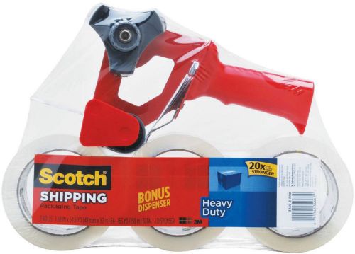 Scotch tape dispenser w/ 3 rolls heavy duty packaging tape 1.88&#034; x 54.6 yard for sale