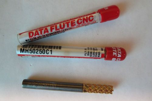 DATA FLUTE CARBIDE 1/4&#034; END MILL MED. HELIX 5 FLUTE C1 COATING - NEW