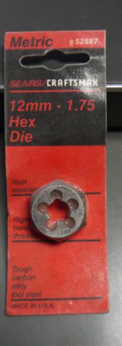 MACHINIST TOOLS VINTAGE SEARS/CRAFTSMAN  12mm-1.75 HEX DIE MADE IN THE U.S.A.