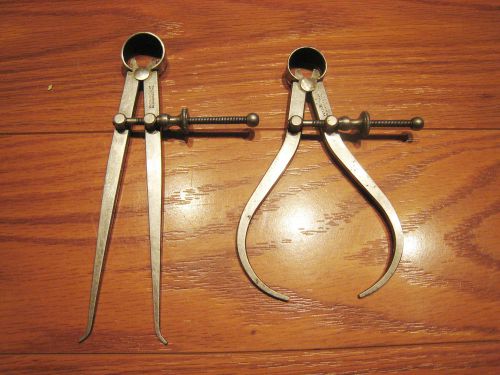 2 VINTAG SPRING TYPE STARRETT OUTSIDE AND INSIDE DIAMETER CALIPERS ID OD