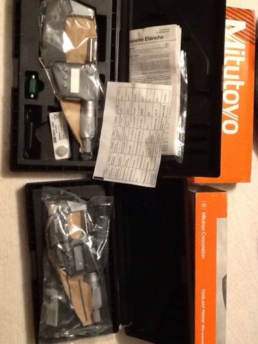 (2) MITUTOYO digital IP65 micrometers mics ** 293-331 &amp; 293-330  - SPC - NIB 0-2