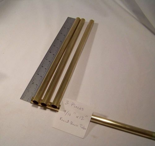 3 pieces k &amp; s round brass tube 9/16&#034; od x 12&#034; long arts crafts #139, 141 new for sale