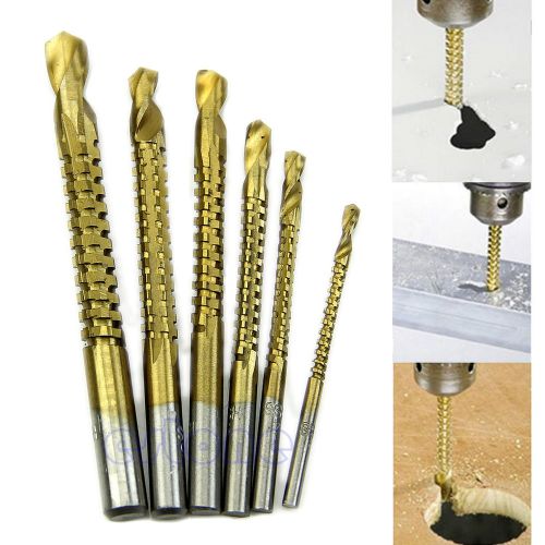 6pcs ti drill bit woodworking wood metal plastic cutting hole saw holesaw hss for sale