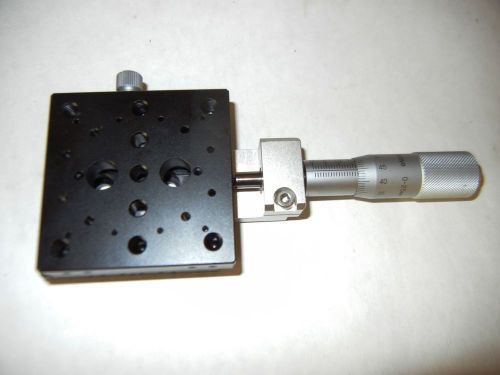 Linear Stage 2.5&#034;X2.5&#034; CVI  Melles Griot Metric, 25mm Travel Mitutoyo Micrometer