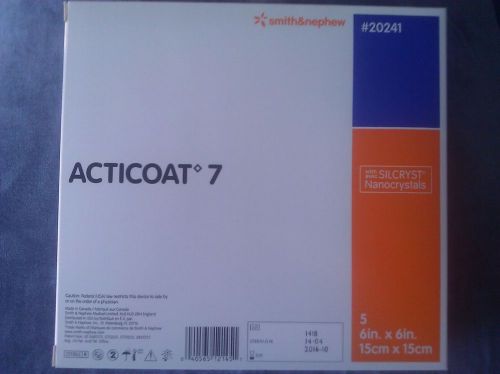 Smith &amp; Nephew Acticoat 7 Antimicrobial Drsg  20241 6 &#034;x 6&#034; box of 5 10/2016