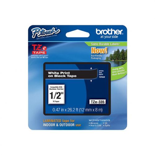 Brother P-Touch TZ-335 Label Tape TZ335 TZE335 Wht/Blk 12mm TZE-335 PT-2700