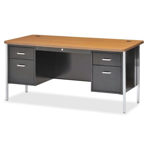 Lorell llr41299 fortress dbl pedestal bk/oak teacher&#039;s desk for sale