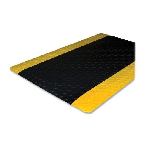 Genuine joe 70365 beveled edge 3-ft. x 12-ft. anti-fatigue mat, yellow/black for sale