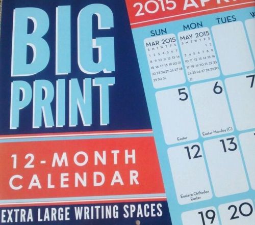 2015 BIG PRINT Wall Calendar NEW &amp; SEALED Jumbo Large Family Planner