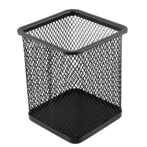 Black Metal Mesh Pen Container 4.5x3.7x3.2&#034;