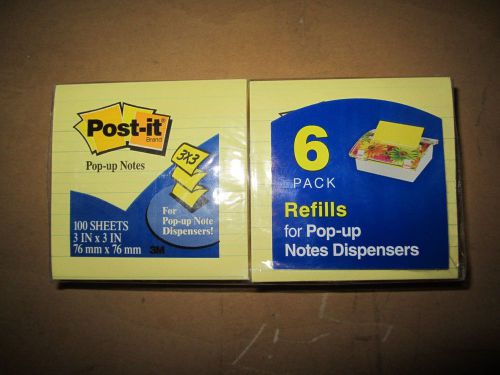 Post-it pop-up notes, 3 x 3-inches, canary yellow, lined, 6-pads for sale