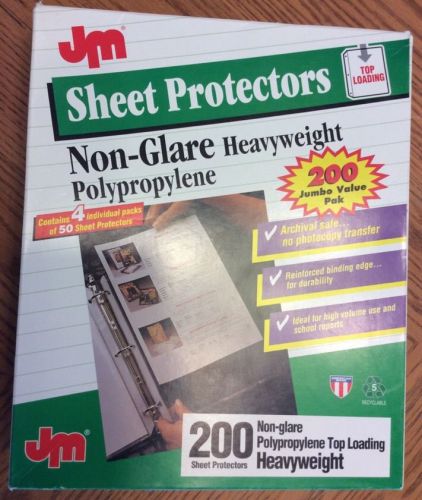 200 Heavyweight Sheet Protectors 8 1/2 X 11 Top Loading non glare  JM 07290