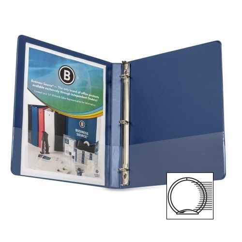 Business source round ring binder  - 0.5&#034; - vinyl - dark blue - 1 ea - bsn28525 for sale