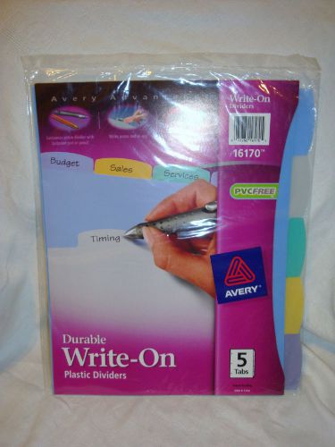 Avery Advantange Durable Write On Plastic Dividers 5 tabs #16170 NEW