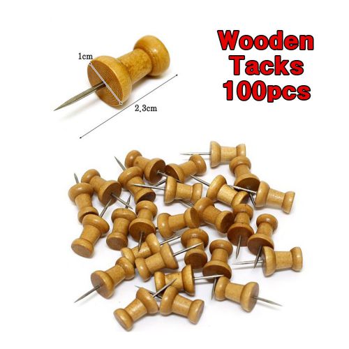 100 Count Push Pin Wooden Tack Office Home School Thumb Tacks Message Boards Pin