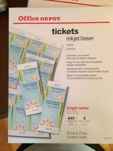 Office Depot 440 Tickets Inkjet Laser Art Business White