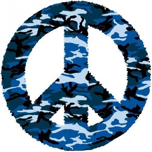 30 Custom Blue Camo Peace Symbol Personalized Address Labels