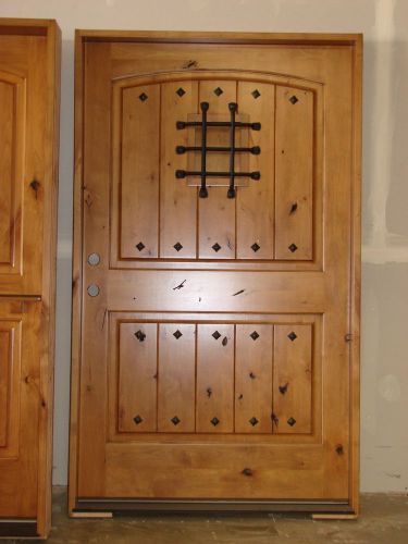 Front single entry door 48 x 80 massive castle knotty alder rustic exterior door for sale