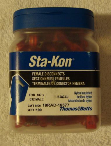 Thomas &amp; betts sta-kon 18rad-18377 female disconnects (100) new! unused! for sale