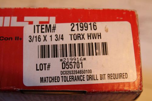 98 HILTI Concrete Screw Anchors 219916 3/16 x 1 3/4 TORX HWH