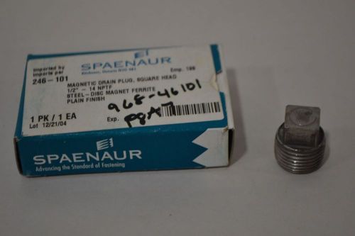 NEW SPAENAUR 246-101 1/2IN PIPE THREAD MAGNETIC DRAIN PLUG SQUARE HEAD D324210