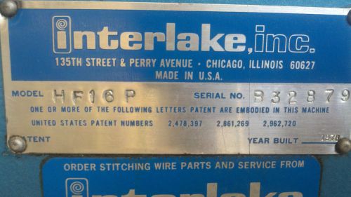 Interlake Box Stitching Silverstitcher HF16P, Feed Staple Punch