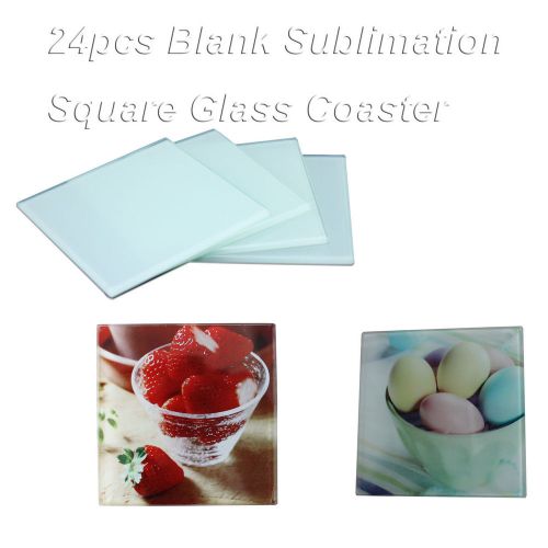 24pcs blank sublimation glass coaster coffee cup mat heat press transfer crafts for sale