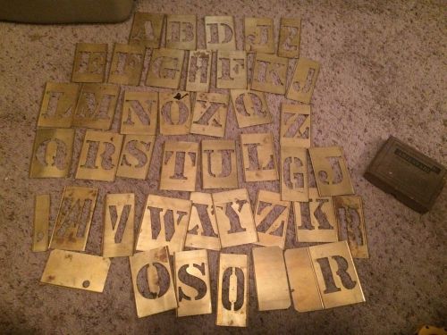 VINTAGE REESE&#039;S BRASS  INTERLOCKING STENCIL SET 3 Inch Letters