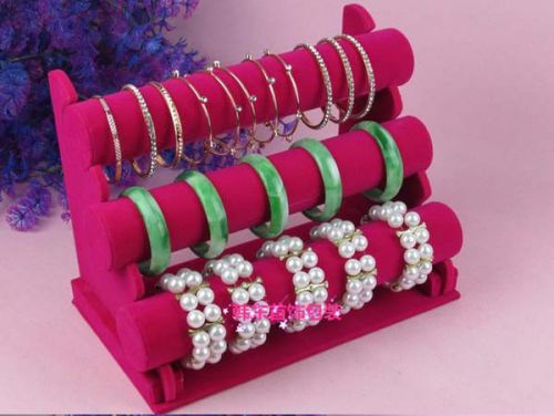 3-Tier Velvet Jewelry Bracelet Watch Bangle Display Rack Holder - Countertop RA3