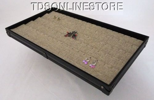 Black Aluminum Earring Storage/Display Tray With 90 Slot Burlap Insert