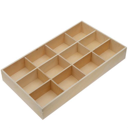 Wooden display tray, 12 compartments 14.75 x 8.25 x 2 inches, 1 piece for sale