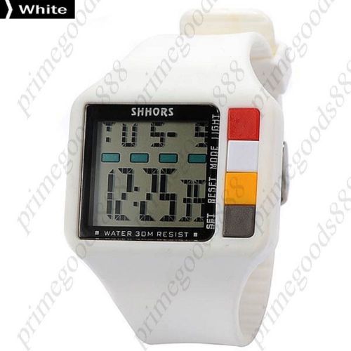 Digital stopwatch date alarm silica gel free shipping men&#039;s wristwatch white for sale