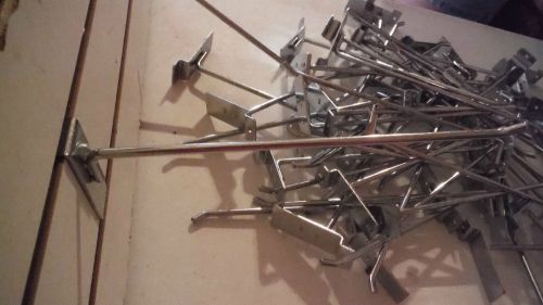 Lot of 100 NEW &amp; USED 10&#034; COMMERCIAL GRADE Slatwall Display Hook Hanger Chrome