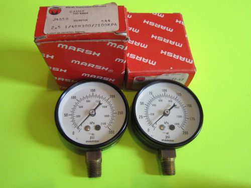 LOT OF 2 MARSH GUAGES 200 PSI 300 PSI J4858 J4854 NEW OLD STOCK