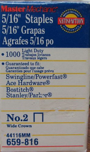 Master Mechanic 1000 5/16&#034; Light Duty Staples # 2 Wide Crown 44116mm