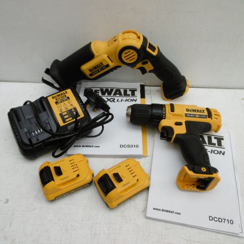 Dewalt 10.8v dcs310 mini recip saw &amp; dcd710 drill driver 2 ah xr li-on + cases for sale