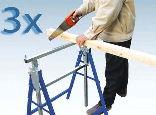 3 x HEAVY DUTY TELESCOPIC BUILDERS TRESTLES EASY UP SCAFFOLDING DIY WORKBENCH