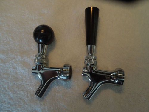 Polished Chrome Draft Beer Faucet - Keg Tap Kegerator Spout Homebrew -  Lot of 2