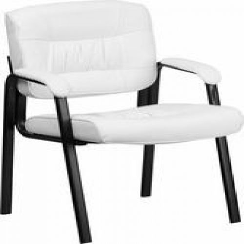 Flash furniture bt-1404-wh-gg white leather guest / reception chair with black f for sale