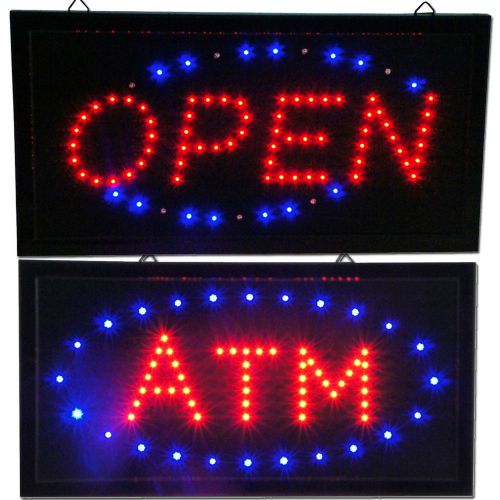 Open &amp; atm led animated store sign neon bright display shop bar pub restaurant for sale