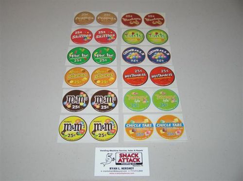 Vendstar 3000 bulk candy vending machine / (24) candy label stickers - new oem for sale